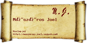 Mészáros Joel névjegykártya